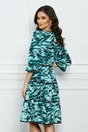 Rochie Marica verde mint cu imprimeu negru si insertii din broderie