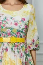 Rochie Marina galbena cu imprimeu floral colorat