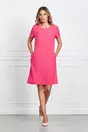 Rochie Marisa fucsia cu maneci scurte si buzunare