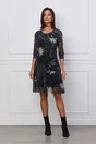 Rochie Marisa vaporoasa neagra cu imprimeu kaki