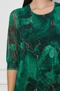 Rochie Marisa vaporoasa verde cu imprimeu galben