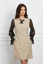 Rochie MBG bej cu buline si maneci din dantela