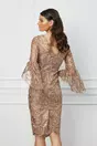 Rochie MBG bej din dantela cu paiete