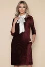 Rochie MBG bordo din velur cu funda din satin