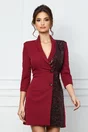 Rochie MBG bordo tip sacou cu glitter pe o parte