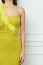 Rochie MBG lime cu pene la bust