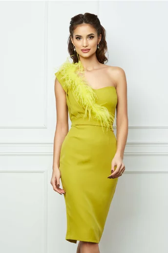 Rochie MBG lime cu pene la bust
