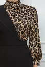 Rochie MBG neagra cu animal print bej la bust