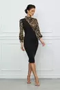Rochie MBG neagra cu animal print bej la bust