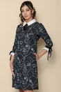 Rochie MBG neagra cu imprimeuri si guler alb