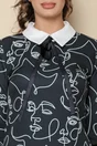 Rochie MBG neagra cu imprimeuri si guler alb