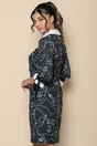 Rochie MBG neagra cu imprimeuri si guler alb