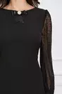 Rochie MBG neagra cu maneci din dantela si funda la decolteu