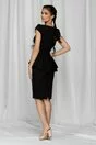Rochie MBG neagra cu peplum si broderie florala cu fulgi la bust