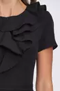 Rochie MBG neagra cu volan pe bust si fusta petrecuta