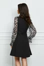 Rochie MBG neagra cu zebra print pe maneci si nasturi