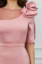 Rochie MBG roz cu aplicatie pe umar