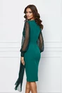 Rochie MBG verde cu bust si maneci din lurex