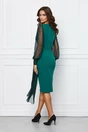 Rochie MBG verde cu bust si maneci din lurex