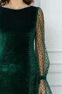 Rochie MBG verde din catifea cu maneci din tull cu buline