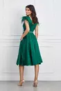 Rochie MBG verde din satin cu pene la maneci