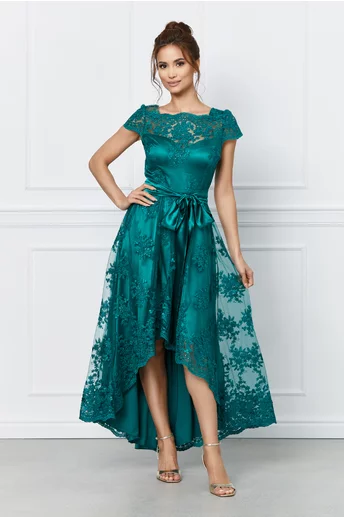 Rochie MBG verde smarald cu baza asimetrica
