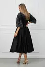Rochie Mikaela neagra cu strasuri si curea in talie