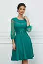 Rochie Miley verde cu franjuri la bust si curea in talie