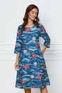 Rochie Mira albastra cu imprimeu colorat