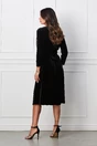Rochie Mirela neagra din catifea cu strasuri si curea in talie