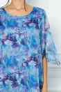 Rochie Miriam bleu cu imprimeuri lila