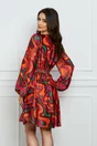 Rochie Miriam fucsia cu imprimeu orange