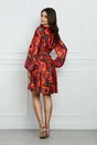 Rochie Miriam fucsia cu imprimeu orange
