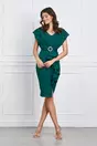 Rochie Miruna verde din neopren cu strasuri si curea in talie
