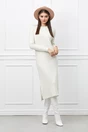 Rochie Moira ivory din tricot cu crepeuri la baza