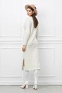 Rochie Moira ivory din tricot cu crepeuri la baza