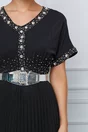 Rochie Mona neagra cu aplicatii stralucitoare si curea in talie