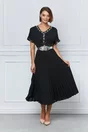 Rochie Mona neagra cu aplicatii stralucitoare si curea in talie