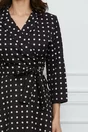 Rochie Monica neagra cu buline albe si cordon in talie