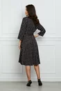 Rochie Monica neagra cu buline albe si cordon in talie