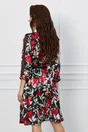 Rochie Monica neagra cu imprimeu floral si cordon in talie