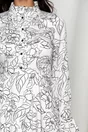 Rochie Moze alba cu imprimeu floral negru