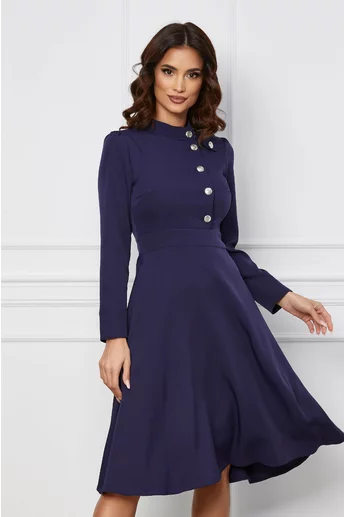 Rochie Moze bleumarin cu nasturi la bust