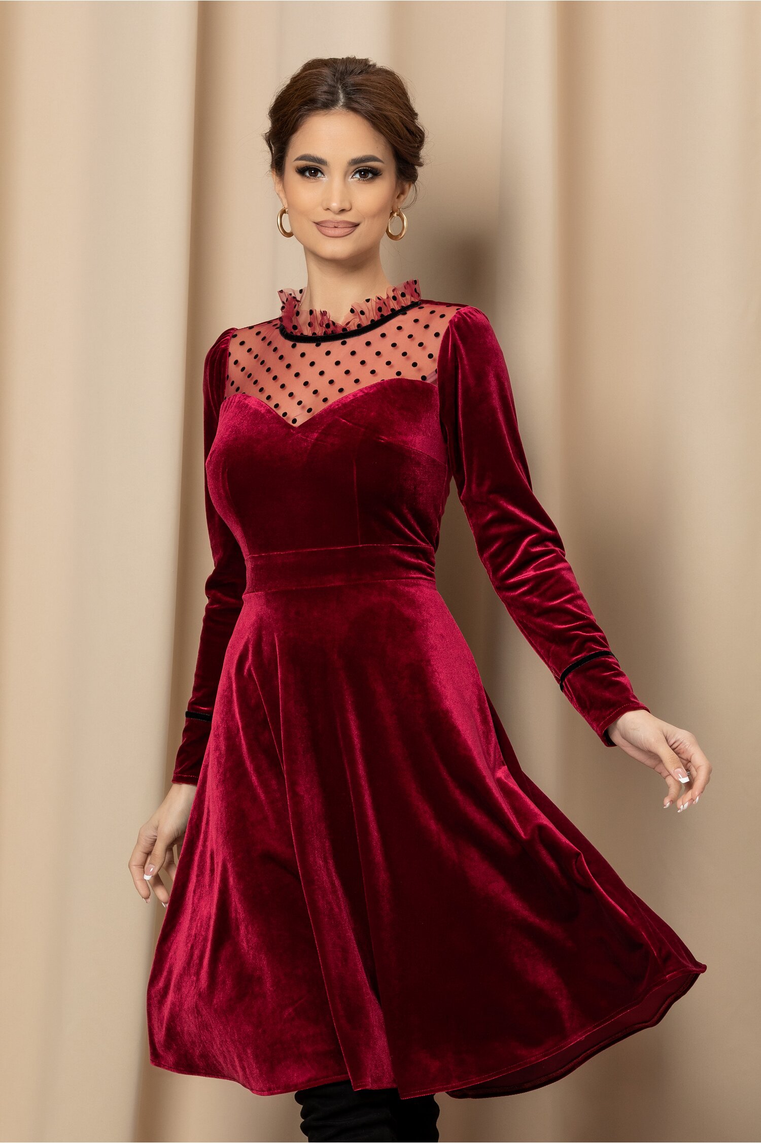 Salesperson Governable subtraction Promotie la rochie catifea - Rochie eleganta din catifea cu elastic in  talie 2029301018