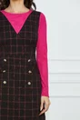 Rochie Moze fucsia cu carouri tip sarafan