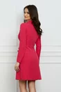 Rochie Moze fucsia cu volan pe fusta si aspect petrecut