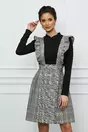Rochie Moze gri cu carouri si bust negru tip sarafan