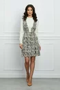 Rochie Moze ivory cu carouri bej tip sarafan