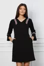 Rochie Moze neagra cu broderie traditionala rosie