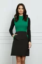 Rochie Moze neagra cu bust verde si buzunare